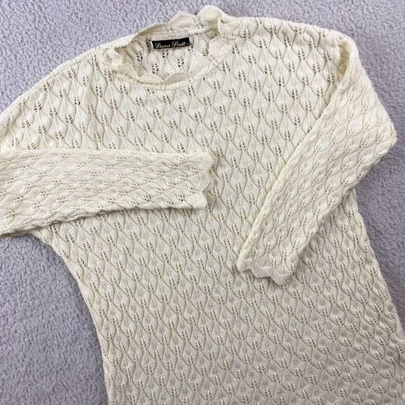 Vintage Dana Scott Sweater Knit Womens Size L Long Sleeve Round‎ Neck Ivory - Picture 5 of 10